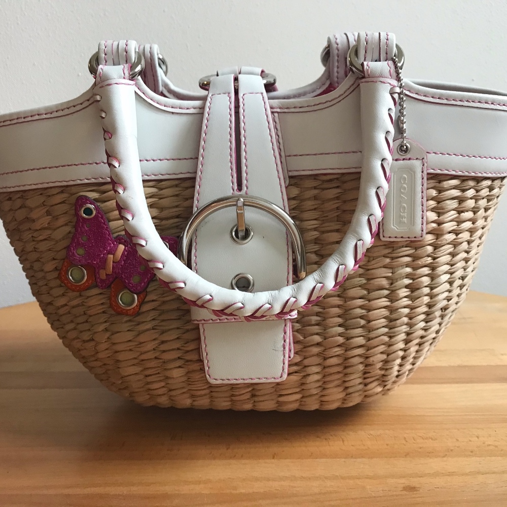 Vintage Coach Straw Bag